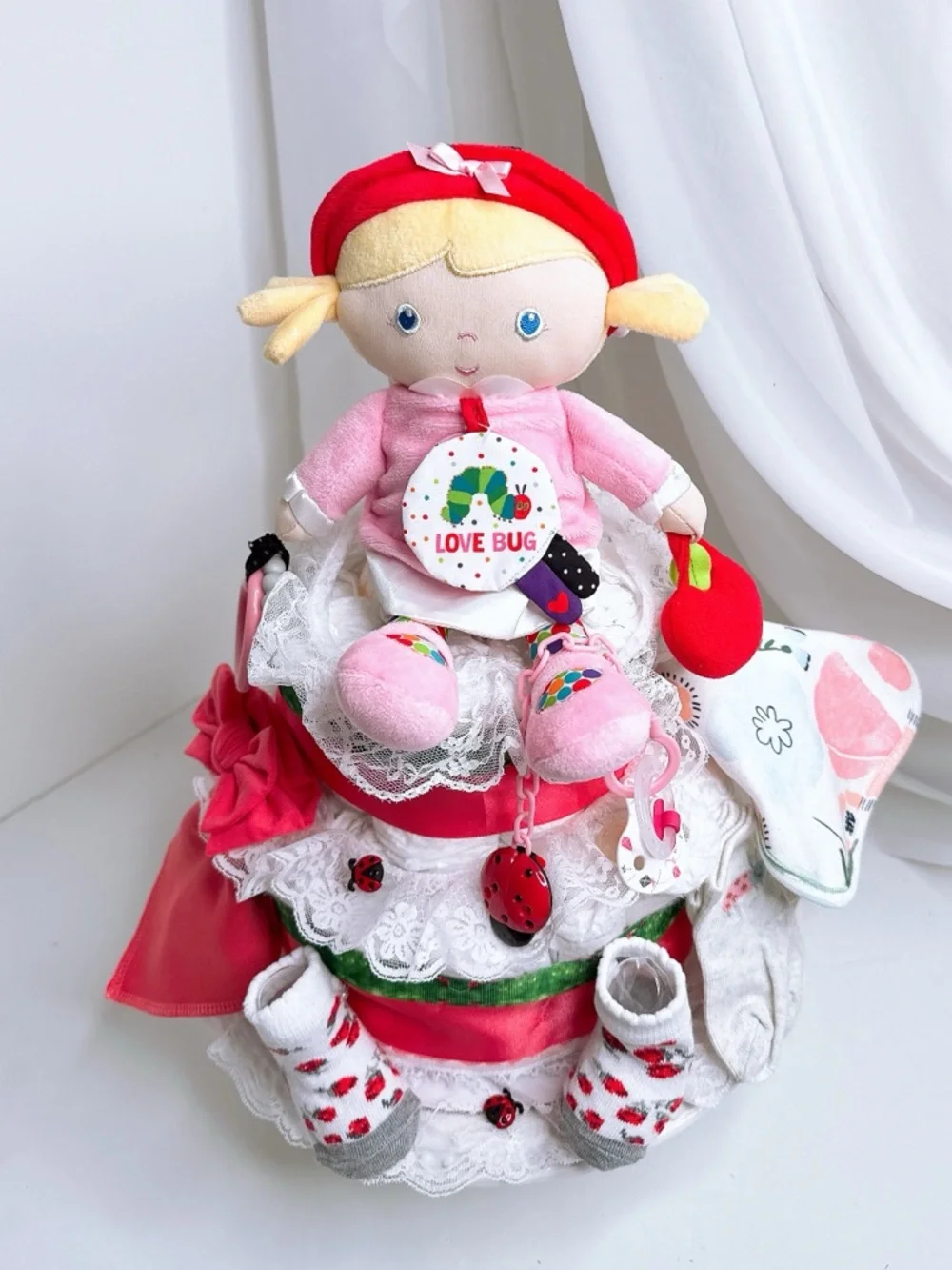 Strawberry Diaper cake, Love Bug Cake, Fruit Theme